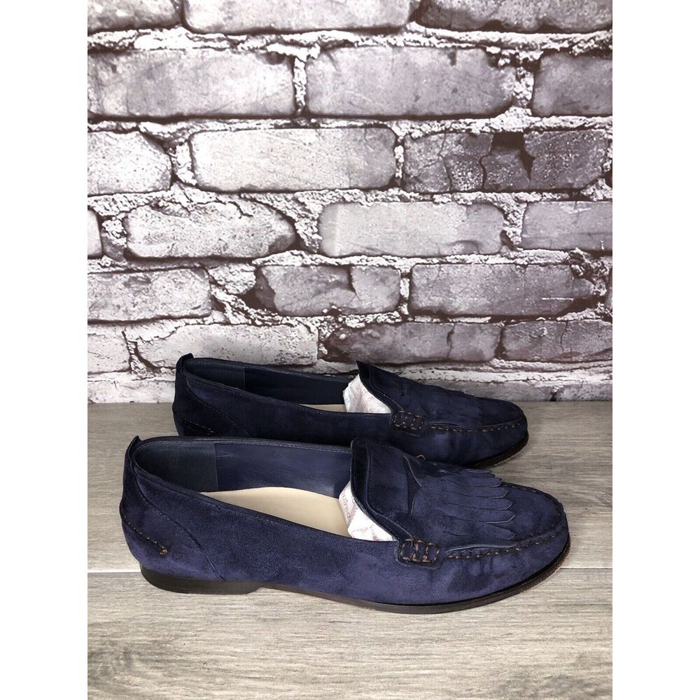 Cole Haan Grand Os Pinch Blue Suede Kiltie Loafers Shoes Women Sz 10B US/41.5EU